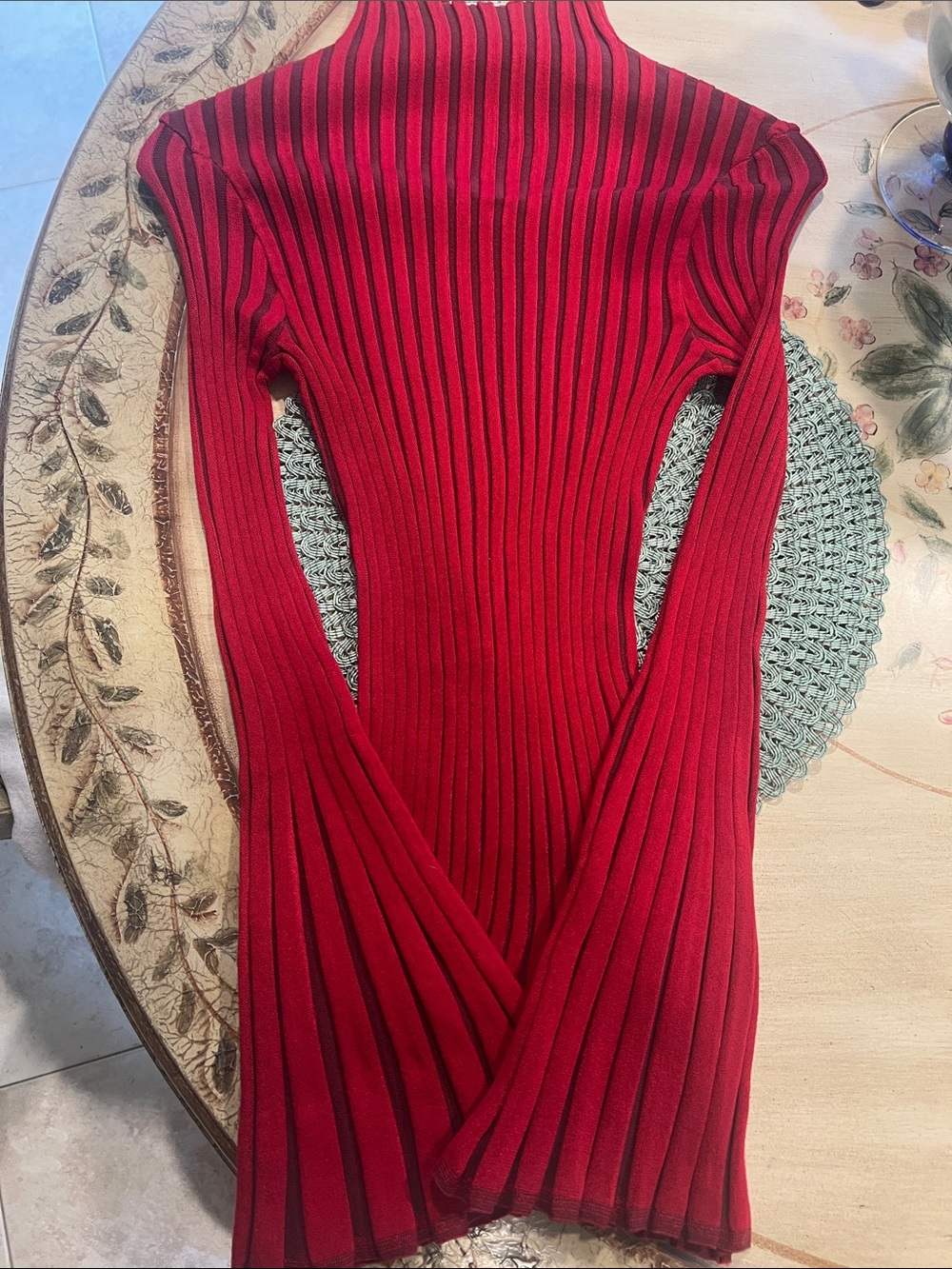 NWOT VENUS Red Ribbed Turtleneck Sweater w/ Bell Sleeves